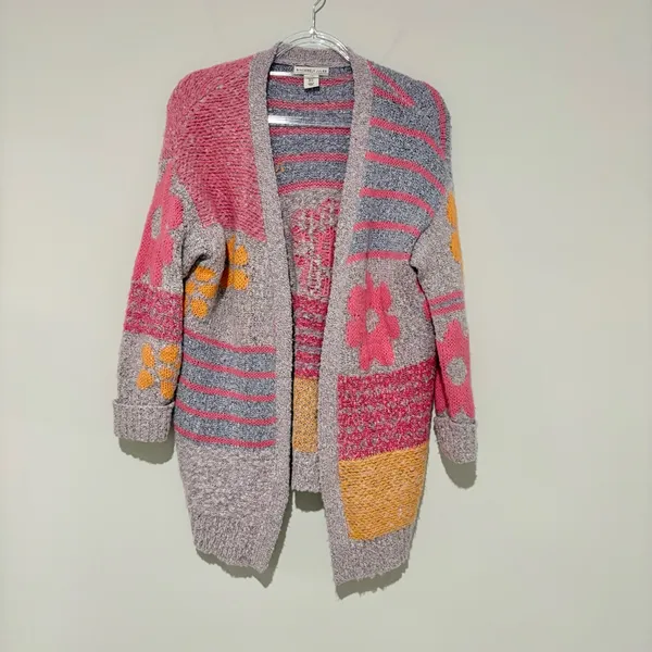 Sincerely Jules Sweater‎ Longline Flower Patchwork Cardigan pink purple XS - Image 2
