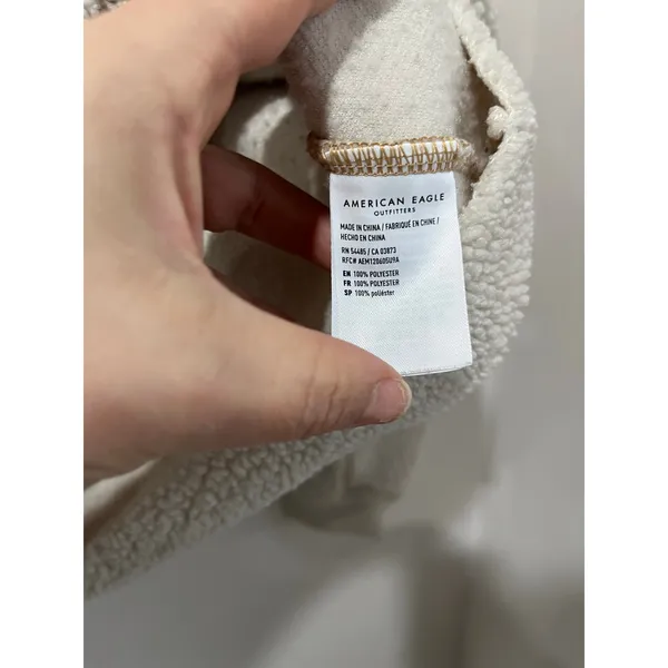 American Eagle Sherpa‎ Fleece Boxy Cozy Pullover Sweatshirt M - Image 6