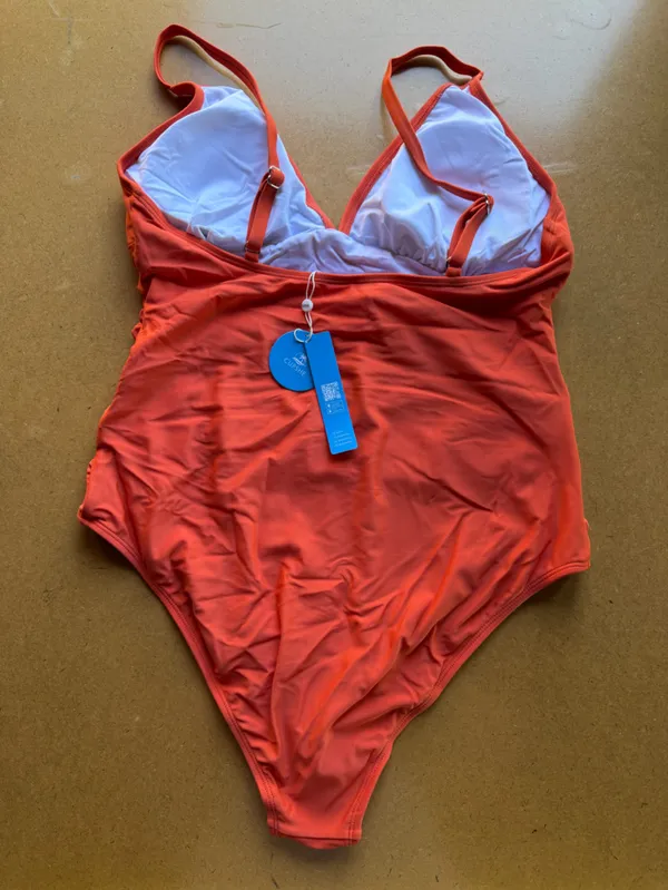 Cupshe NEW Women's Orange Vneck One Piece Swimsuit Size L #260359 - Image 4