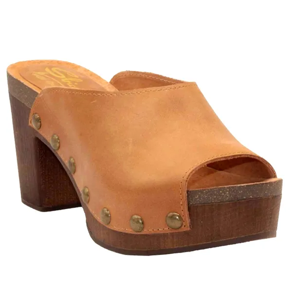 Sbicca Montrose Genuine Suede Clog Mule Heeled Sandal Tan 9 - Image 3