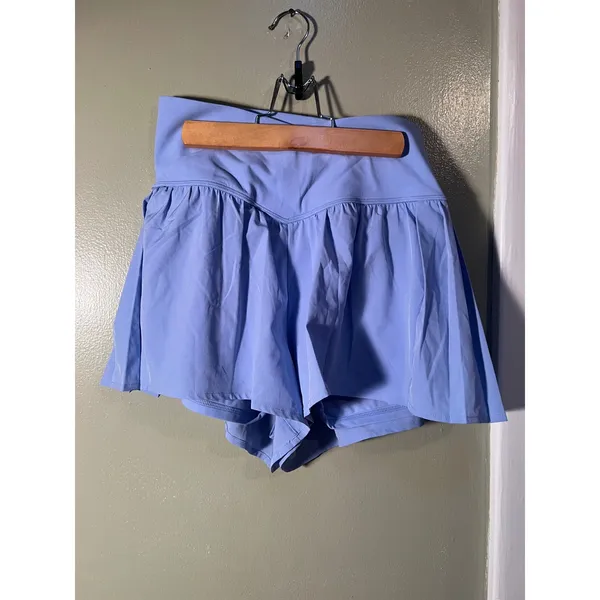 JoyLab Women's Size Medium Pleated Side Woven Shorts Periwinkle Blue Pockets - Image 4