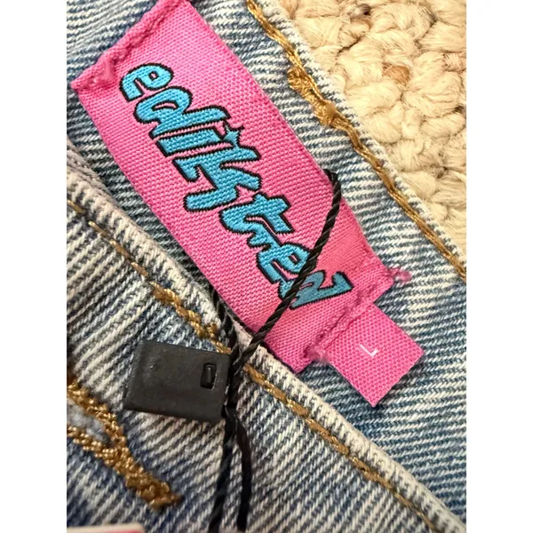 NWT Edikted Raelynn Low Rise Baggy Jeans Light Blue Washed Denim L Grunge Indie - Image 4