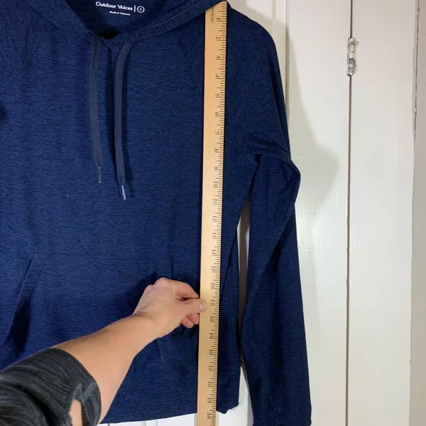 Outdoor Voices Women Navy‎ Blue Heathered Hoodie Thumbholes Size S Performance - Image 6
