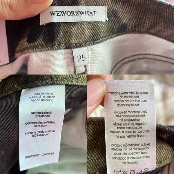 WeWoreWhat Dani Boyfriend Jeans Camo High Rise Olive Size‎ 25 NWT - Image 9