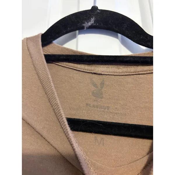 Playboy T Shirt‎ Brown Graphic Print Short Sleeve Crew Neck Womens M - Image 6