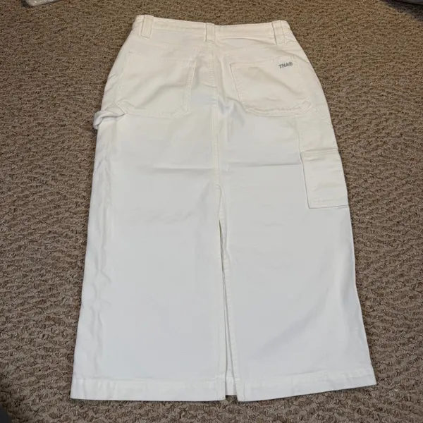 TNA Aritzia White Denim Carpenter Long Midi Maxi Skirt Utility Workwear Size 4 - Image 2
