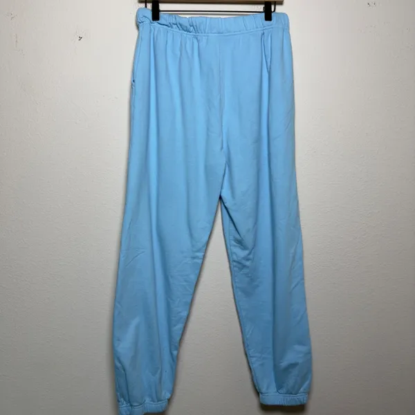 Year Of Ours Womens 100% Cotton Jogger M/L Blue Elastic Waist Pockets Sweatpants - Image 5