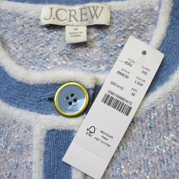 NWT J.Crew Marled Sweater Lady Jacket in Lilac Seascape White Cardigan M - Image 4