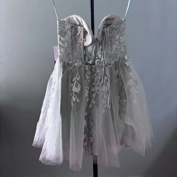 Stacees A-line Sweetheart Short/Mini Tulle Homecoming Dress with Beading Lace 4 - Image 5