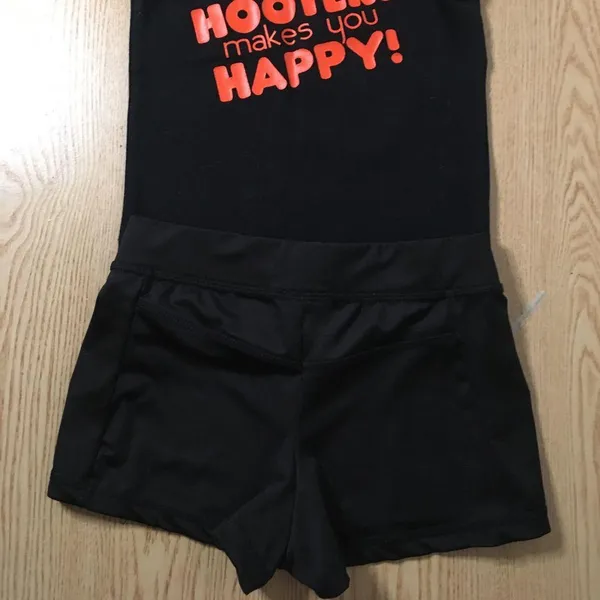 B64 #28 Womens Hooters Girl Uniform Tank Top & Shorts Black Size Xs/Xxs - Image 9