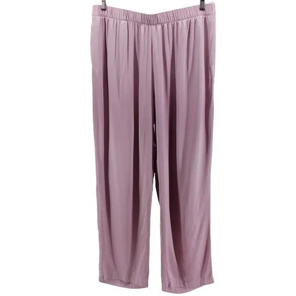 Soft Surroundings Lavender Satin Pocket Drawstring Pants Career Comfort Chic L - Image 2