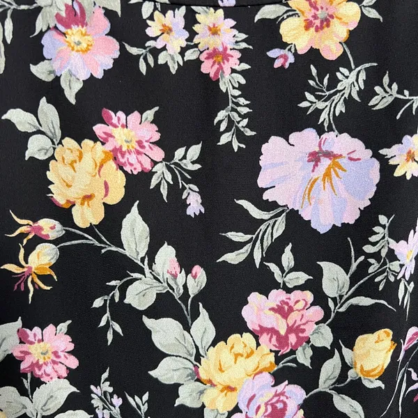 Abercrombie & Fitch Black Floral Midi Dress XS Pastel Flowers‎ Cottagecore - Image 7