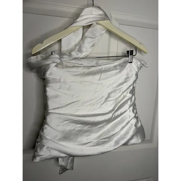 Zara Foulard White Satin Strapless Top Scarf Ethereal Bride Bachelorette - Image 2
