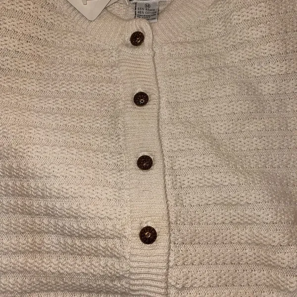 NWT Vintage Christina Cream Knit Cardigan Size Medium - Image 5