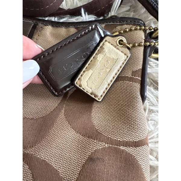 Coach Signature C Monogram Canvas Brown Leather Crossbody "Duffle" Purse‎ - Image 2