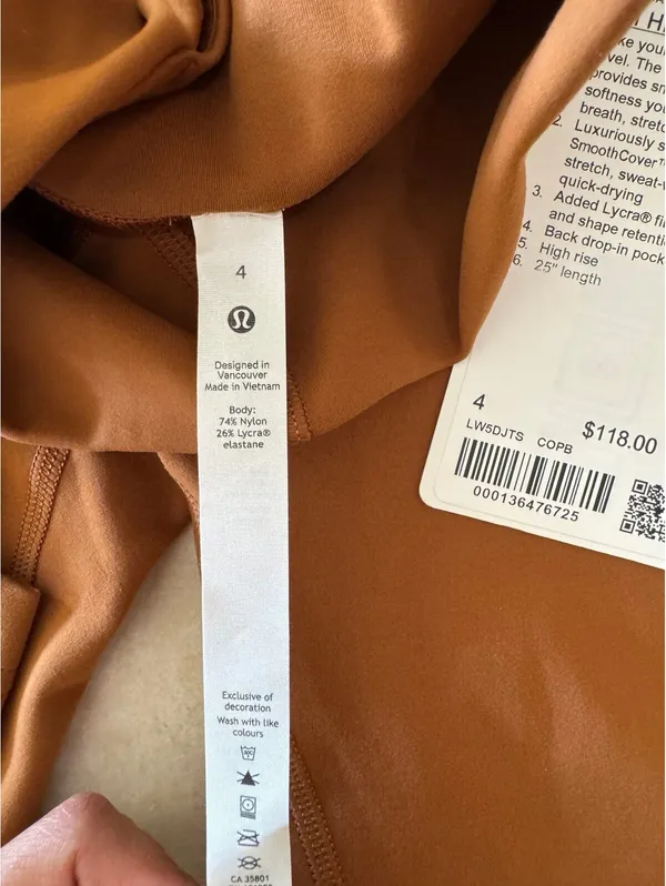 Lululemon Instill High Rise 25” Copper Brown Size 4 NWT - Image 6