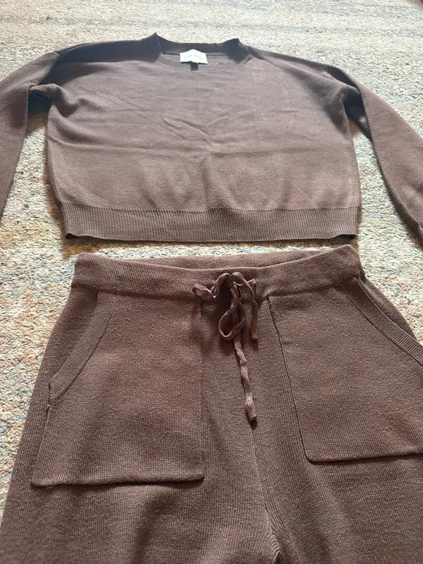 Pink Rose Brown Sweater Set - Image 3
