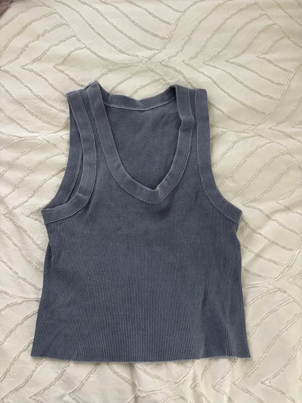 Washed Blue Cotton Tank - Image 3