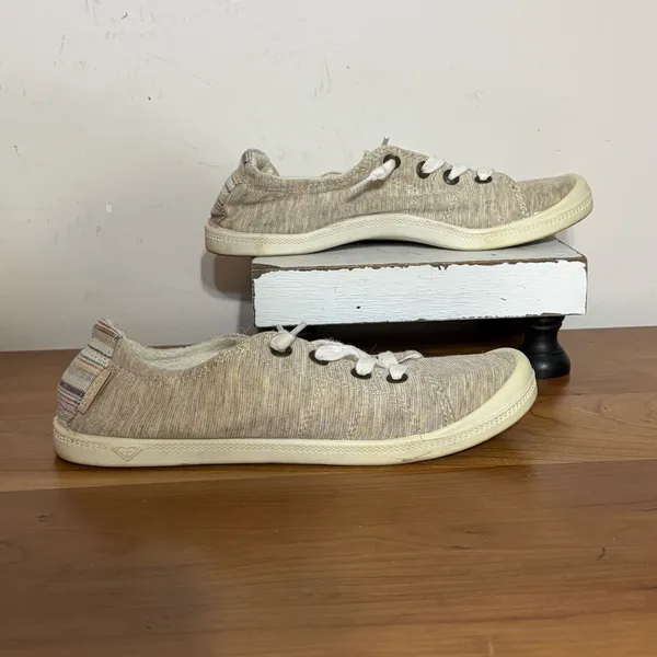 Roxy Bayshore Women Oatmeal Heathered‎ Slip On Sneakers ARJS600356 Tan Size 7 - Image 2