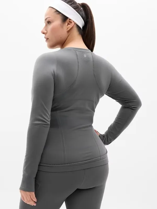 Athleta S Momentum Seamless Top Shadow Grey Small Regular Long Sleeve - Image 3