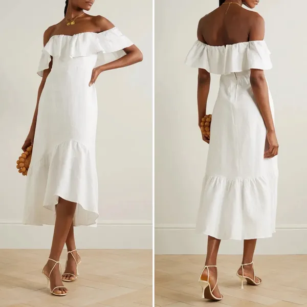 Reformation Baela Linen Dress White Size 8 NWT - Image 4