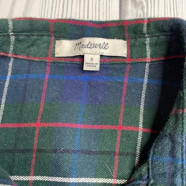 Madewell Flannel Oversized Ex-Boyfriend Shirt in Dark Plaid small - Image 5