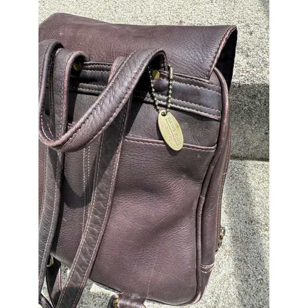 Davis King Vintage Dark Brown Patina Leather Mini Rucksack Flap Zipper Pockets - Image 12