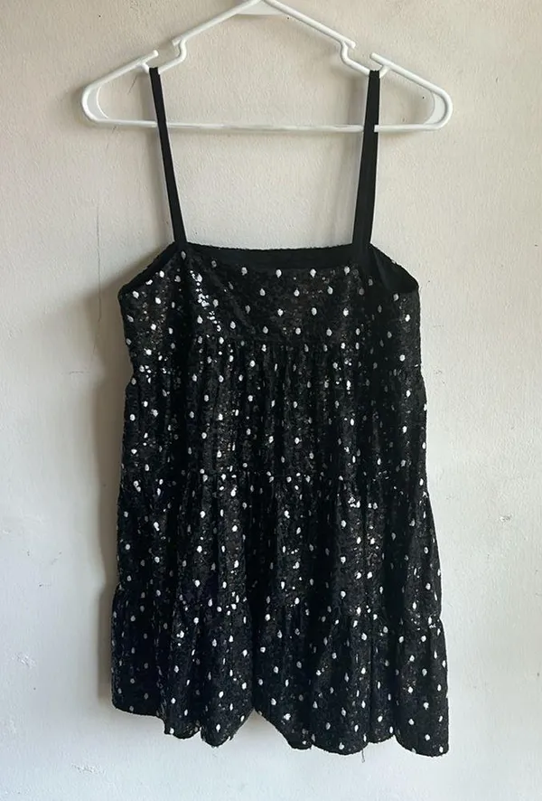 ZARA Polka Dot Sequined Babydoll Dress Size XS NWT - Image 7