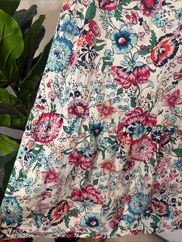 chloe+rene Floral Spaghetti-Strap Dress in Teal & Pink - Image 4