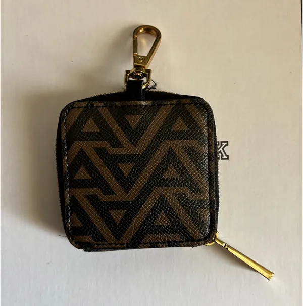 ALDO Keychain Pink Mini Purse Cardholder Brown black chevron - Image 2