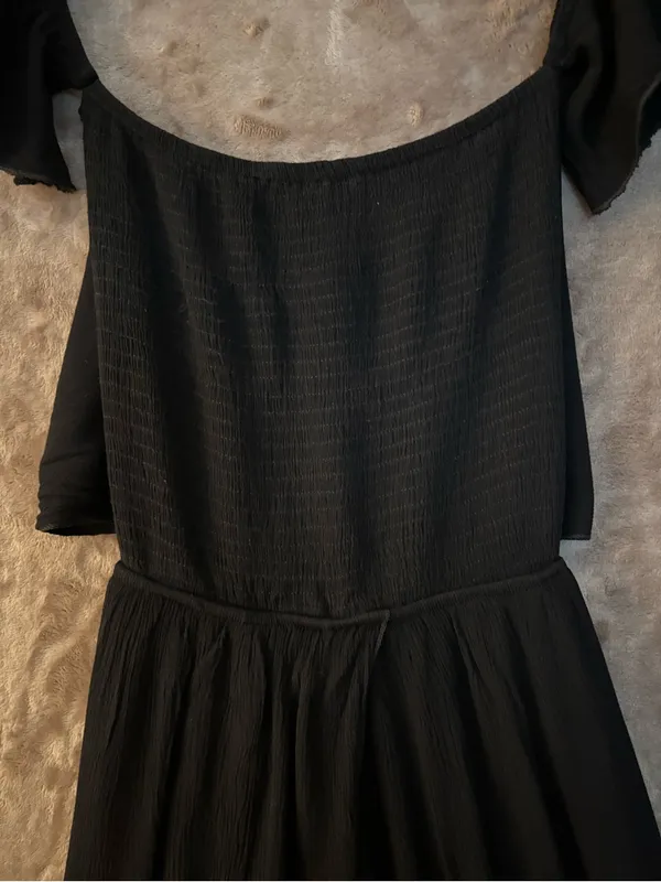 Salty Lemon Women’s Black Off-Shoulder Ruffle Sleeve Maxi Dress Size L - Image 5