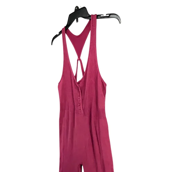 Free People Fp Movement Revive Jumpsuit Size M-L Burgundy Ribbed Activewear RARE - Image 2