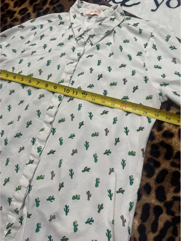 Per Se white button-down Western shirt with cactus print  Size XL - Image 6