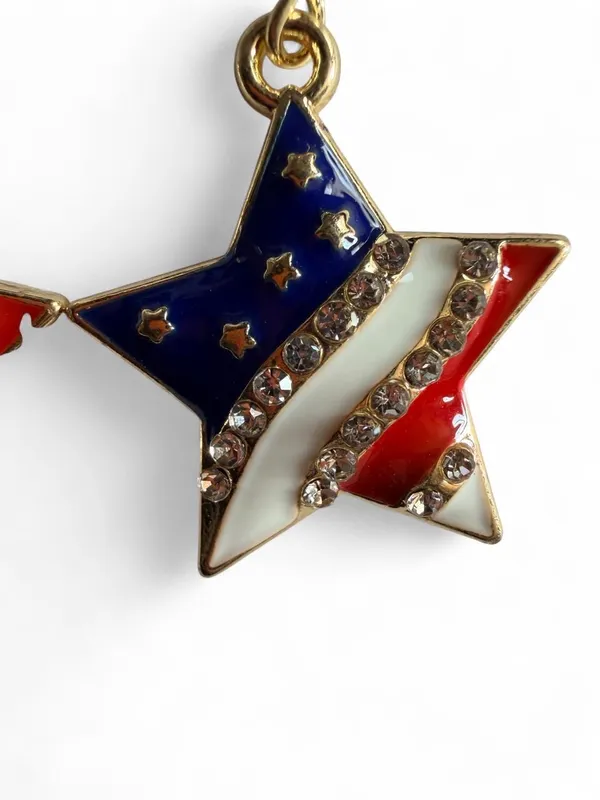 Handmade Patriotic American Flag Sparkly Enamel Star Earrings ❤️🤍💙 - Image 4