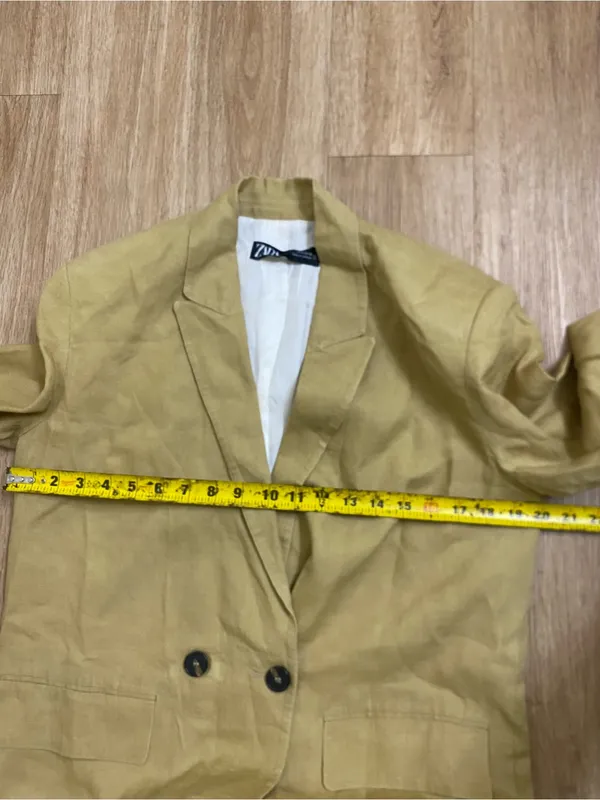Zara Light tan Double-Breasted Blend Blazer - Image 5