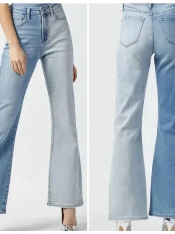 Risen Two-Tone High-Rise Flare Jeans Size 5/27 - Image 2