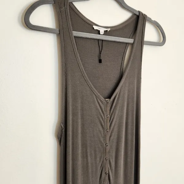 Splendid Olive Green Ribbed knit Sleeveless Fitted Maxi Dress Size Large - Image 2