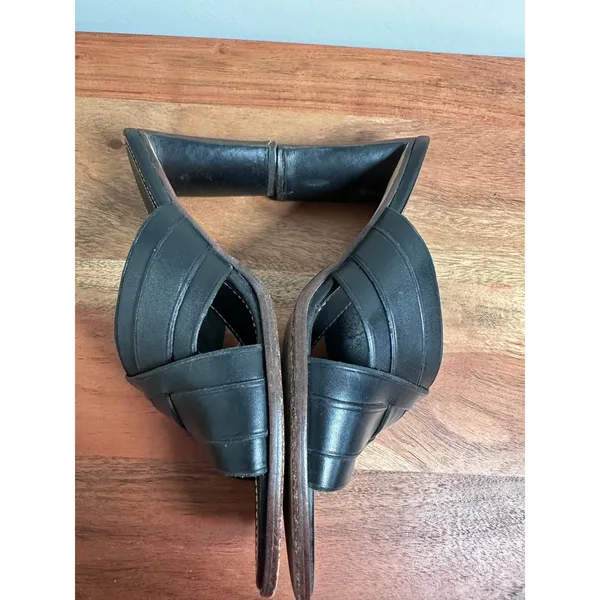 Cole Haan Country Slide Sandals Womens 7.5 Black Leather Block Heel Minimalist - Image 7