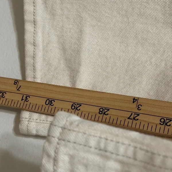 Abercrombie & Fitch The 90s‎ Straight Ultra High Rise Size 27 4 Split Hem Cream - Image 9