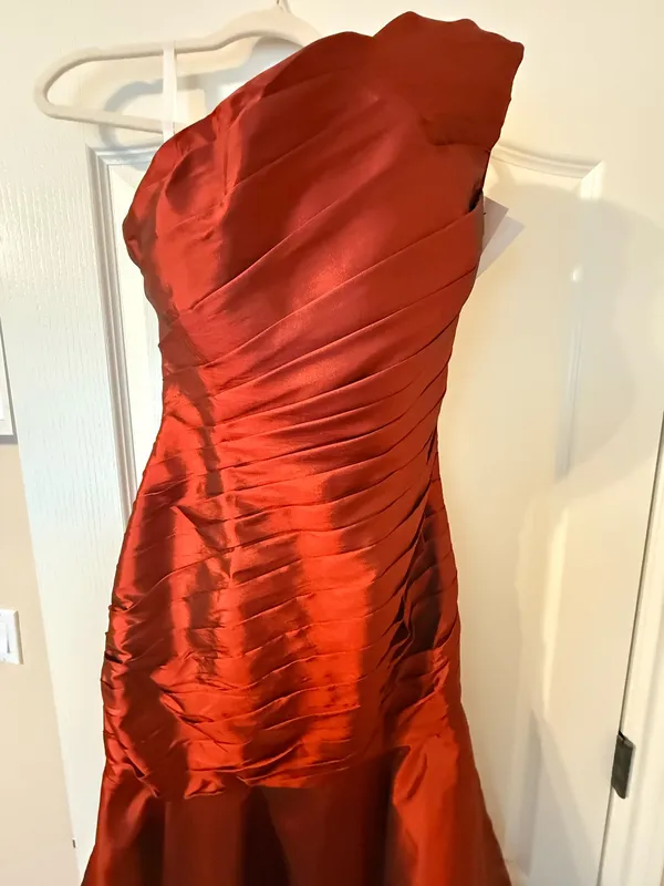 Isabella Fiore One Shoulder Rust Mermaid Gown - Image 2