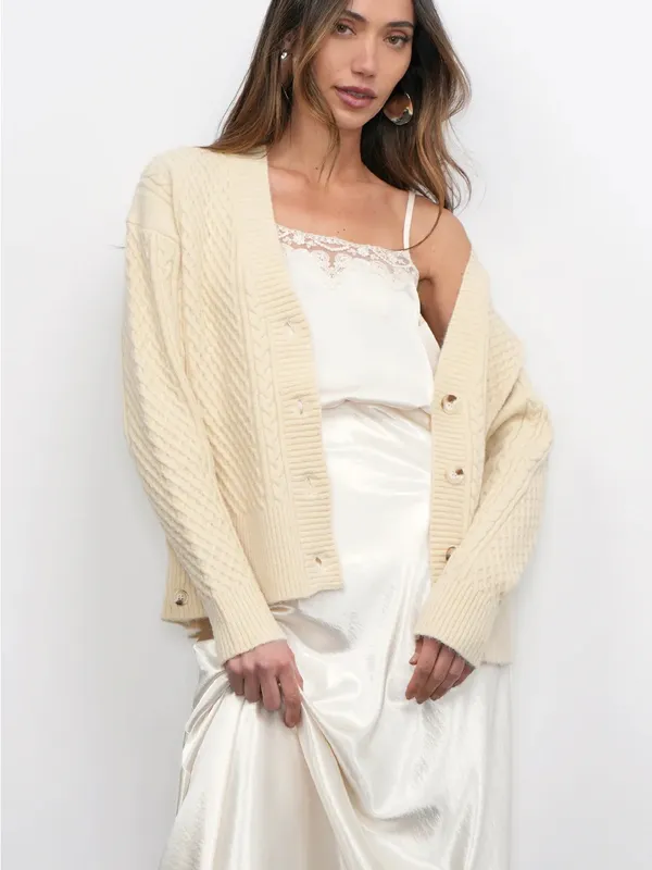 Greylin Vickie Cable Knit Oversized Cardigan Medium NWT‎ - Image 5