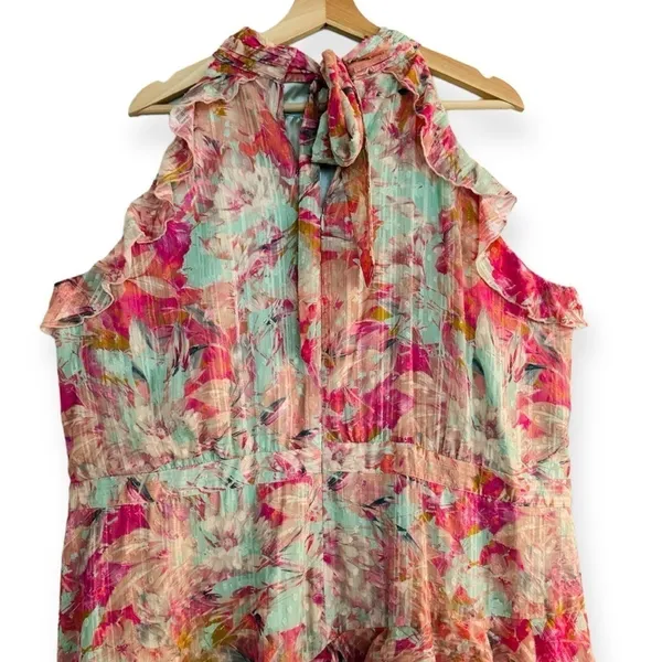 ALEX MARIE Fiona Halter Floral Asymmetric Hem Ruffled Maxi Dress Size 20W NEW - Image 8