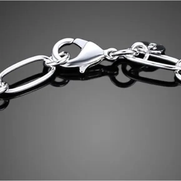 Unisex .925 Sterling Silver circle chain & link 8” bracelet - Image 4