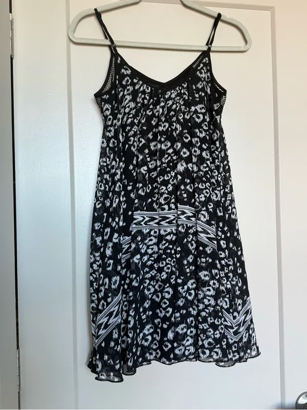 Express Black and White Leopard Print Spaghetti Strap Dress, Size XS - Image 3