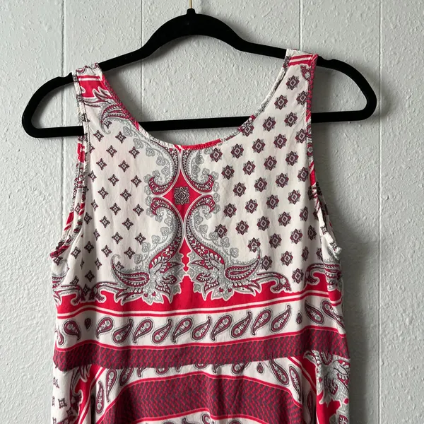 Umgee Womens Tank Dress Large Handkerchief Hem Paisley Floral Cottagecore Boho - Image 8