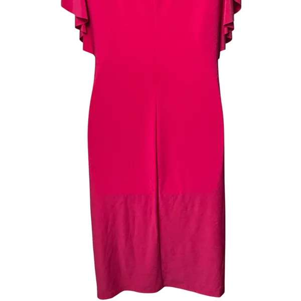 Lauren Ralph Lauren Pink V-Neck Ruched Midi‎ Dress Special Occasion Evening 10 - Image 8
