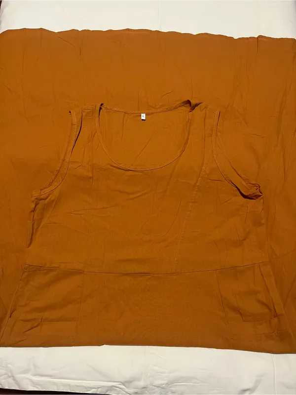 Boho Burnt Orange Cotton Sleeveless Maxi Dress with Pockets - Size L - Like New - Image 2