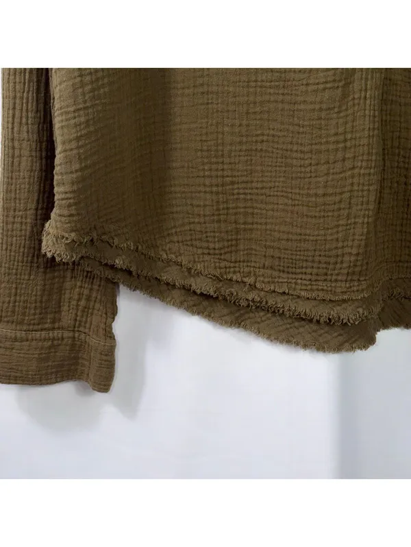 Women’s Free People Olive Gauze Tunic Top Size Small - Image 4