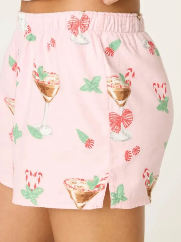 PJ SALVAGE HOLIDAY SHORY FLANNEL, Pink, MEDIUM, new with package - Image 3