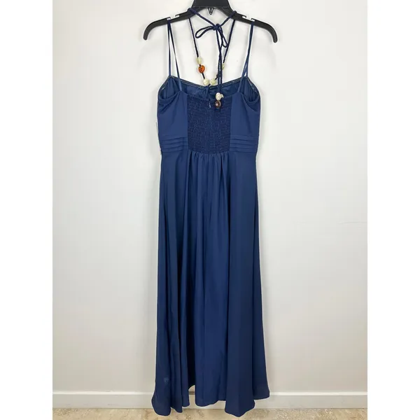 Eliza J Maxi Dress Navy Halter Pleated Embellished Formal Cocktail US 10 NWT - Image 10